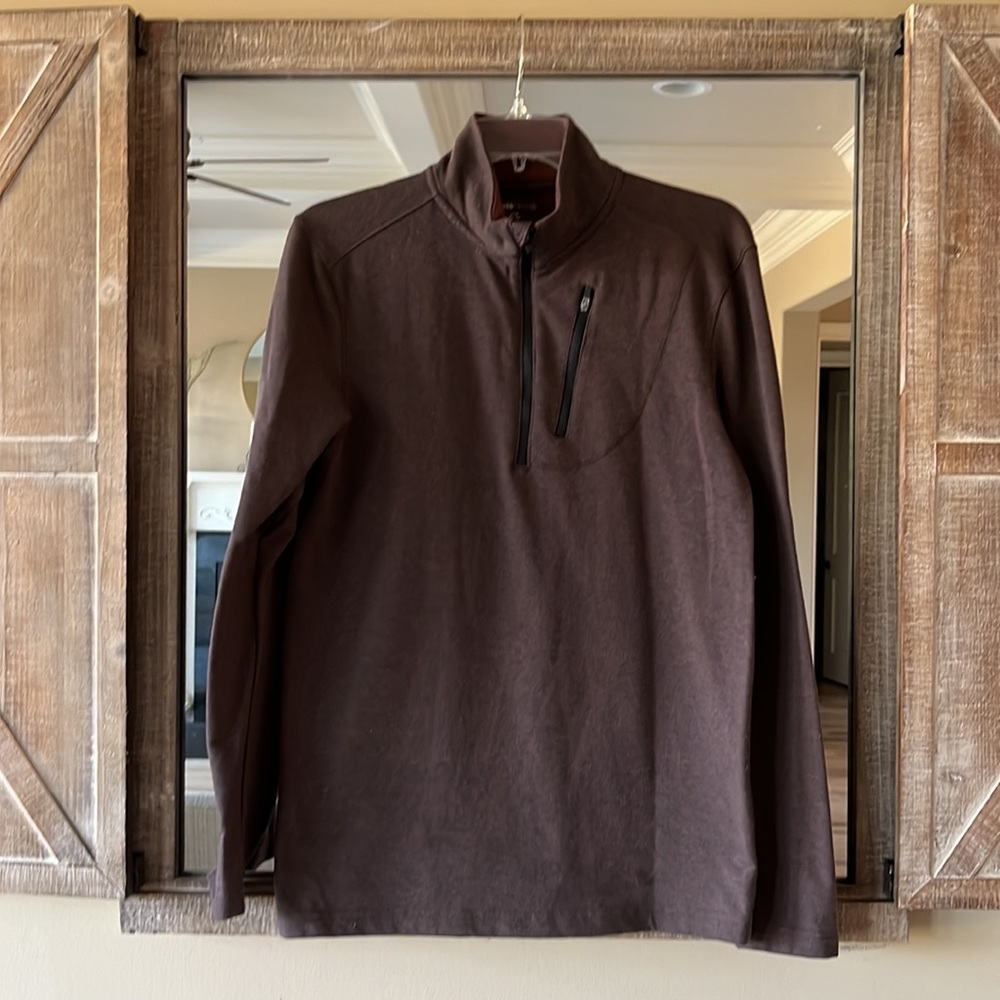 Swiss Tech Coffee Brown Pullover Lightweight Long… - image 4